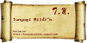 Tunyogi Milán névjegykártya